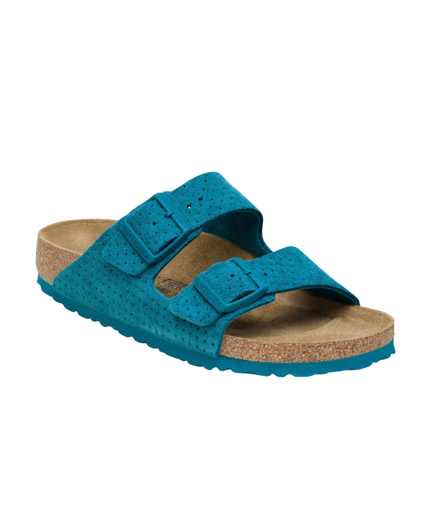 Birkenstock Arizona Embossed Suede Leather Deep Turquoise Sandals Bstore