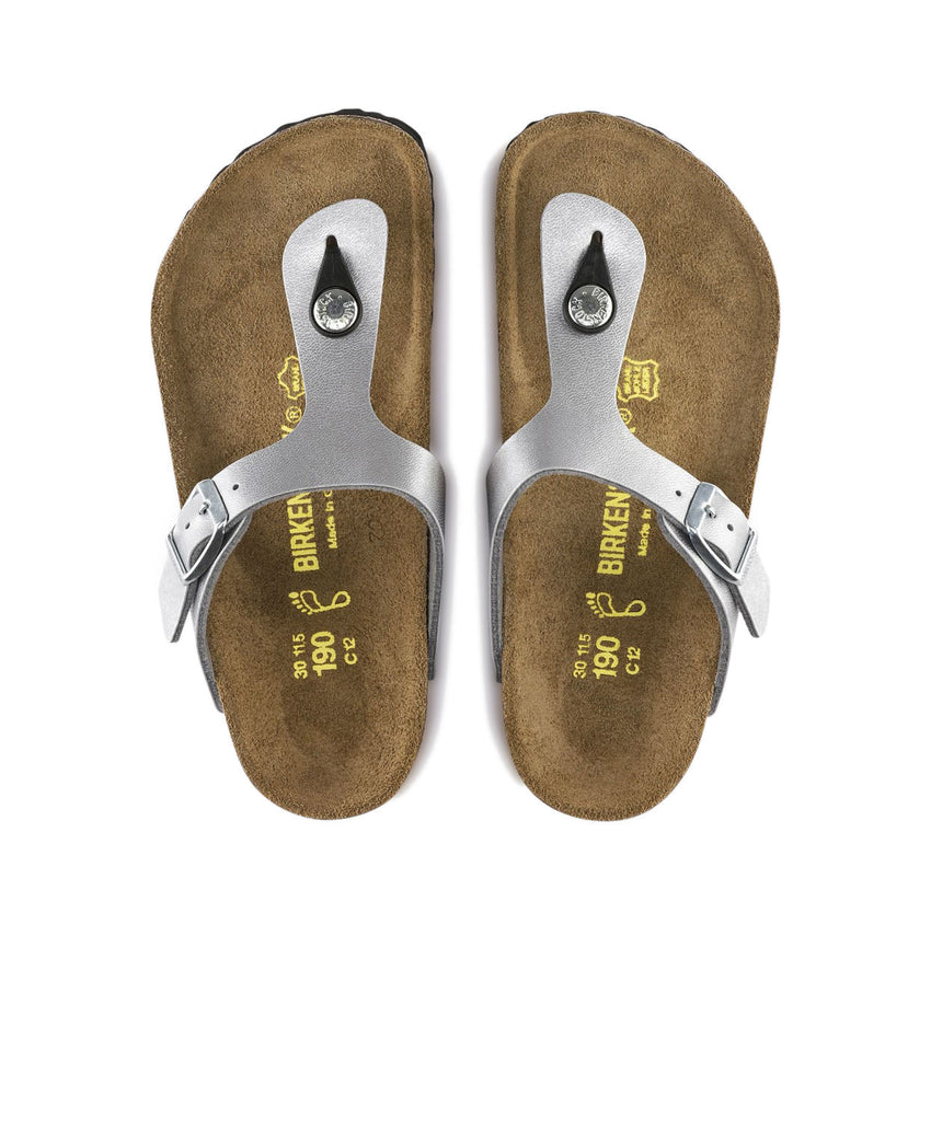 NEW Birkenstock hotsell Gizeh Birko-Flor Silver Sandals Euro 37 Regular Kids Boys Sz 4