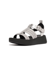 Fitflop F-Mode Leather/Webbing Flatform Fisherman Sandals Silver