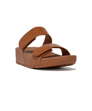 FitFlop Lulu Leather Velcro Adjustable Slides Light Tan