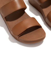 FitFlop Lulu Leather Velcro Adjustable Slides Light Tan