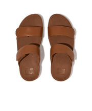 FitFlop Lulu Leather Velcro Adjustable Slides Light Tan