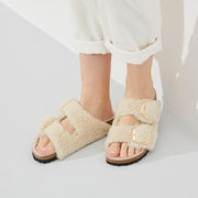 Birkenstock Arizona Big Buckle Teddy Shearling Eggshell Sandals