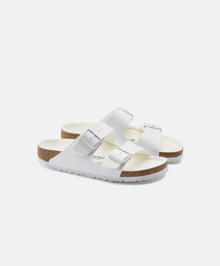 Birkenstock Arizona Semi Exquisite Birko-Flor White Sandals | Free ...