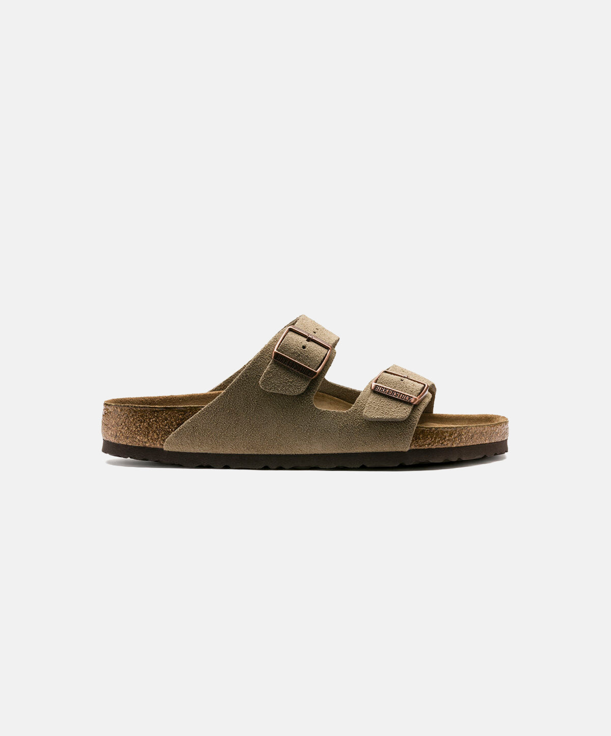 Birkenstock Arizona Suede Taupe Soft Footbed Sandals | Shipping –