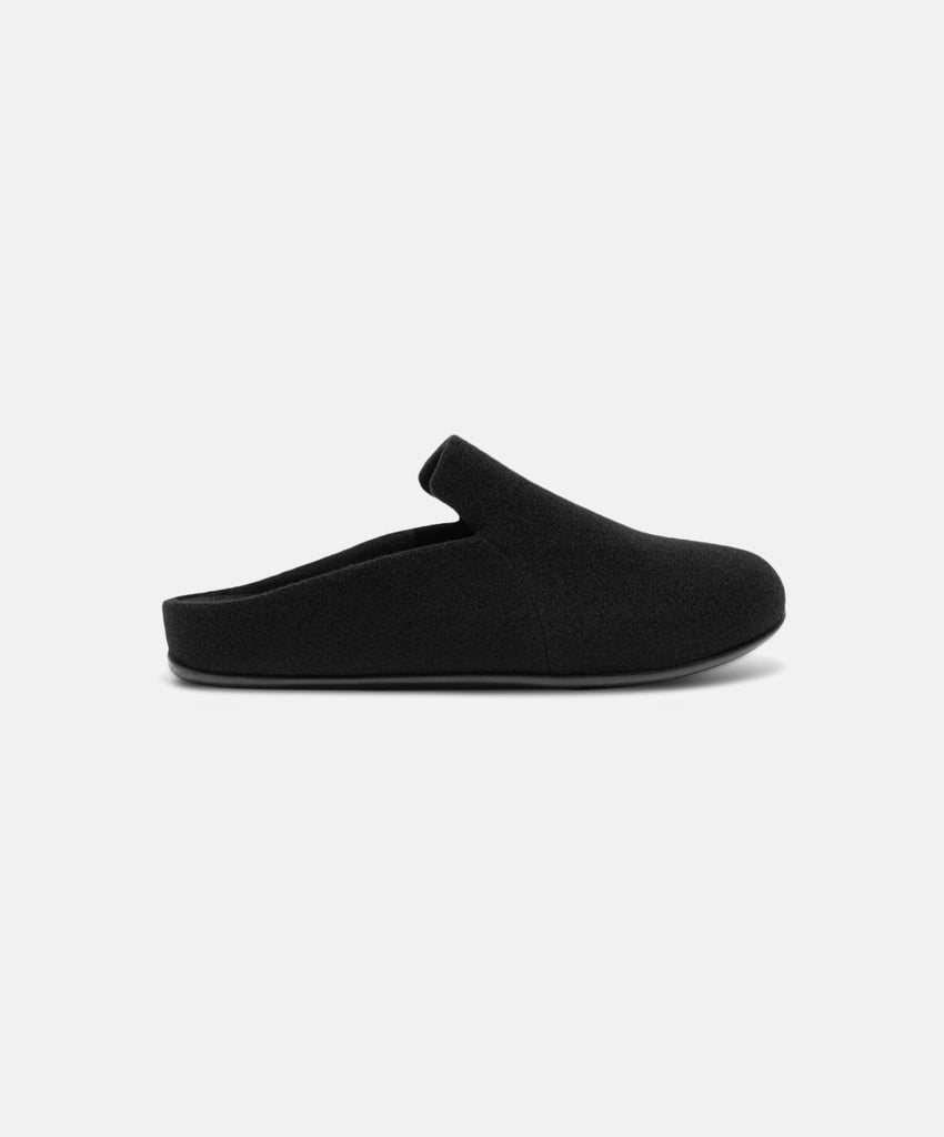 FitFlop Chrissie II Haus Felt All Black Slippers | Free Shipping – Bstore
