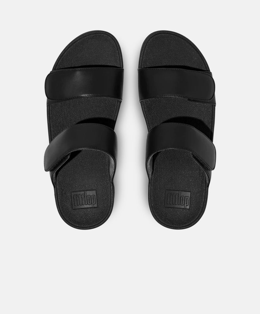 FitFlop Lulu Leather Velcro Adjustable Slides Black – Bstore