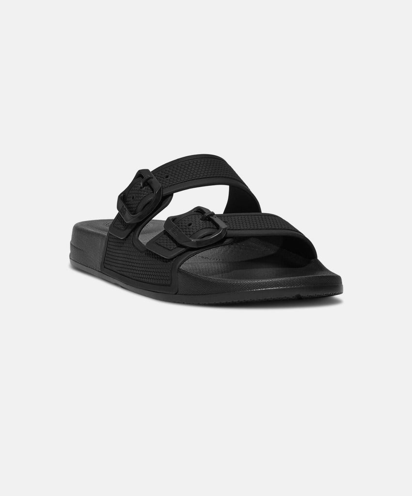 Fitflop iQushion Two Bar Buckle Slide All Black | Free Shipping – Bstore