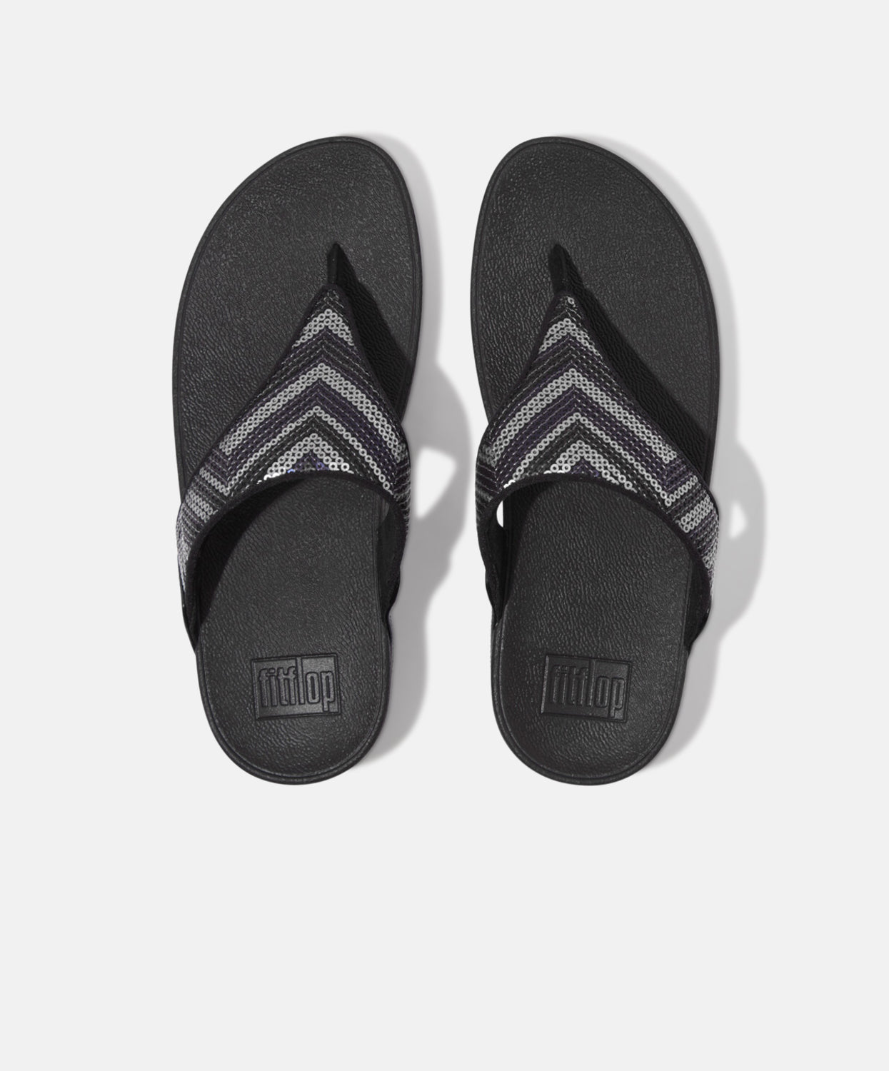 FitFlop Lulu Sequin ZigZag – Orders Sandal Express Over Free Bstore Black | Toe-post $120 Shipping